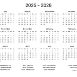 Yearly School Calendar Monday Start Template 32