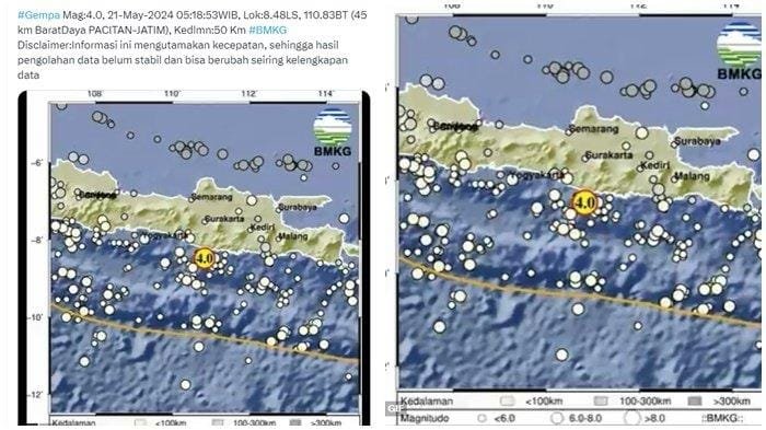 20240521 Gempa Pacitan hari ini Selasa 2152024