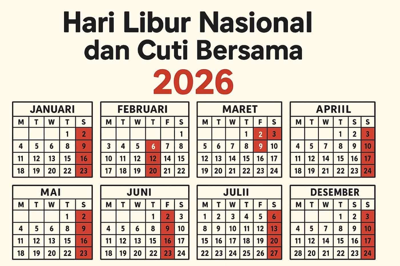 jadwal hari libur nasional dan cuti bersama tahun 2026
