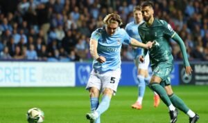 jack rudoni playing for coventry city vs tottenham hotspur