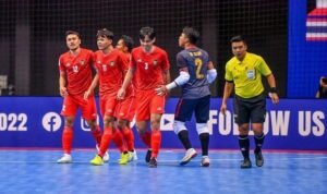 selebrasi para pemain timnas futsal indonesia saat menang telak atas lebanon
