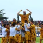 Pemain Bhayangkara Presisi Lampung FC Spas cetak gol